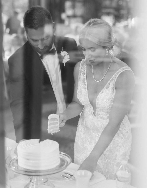 Photo of real bride and groom grayscale